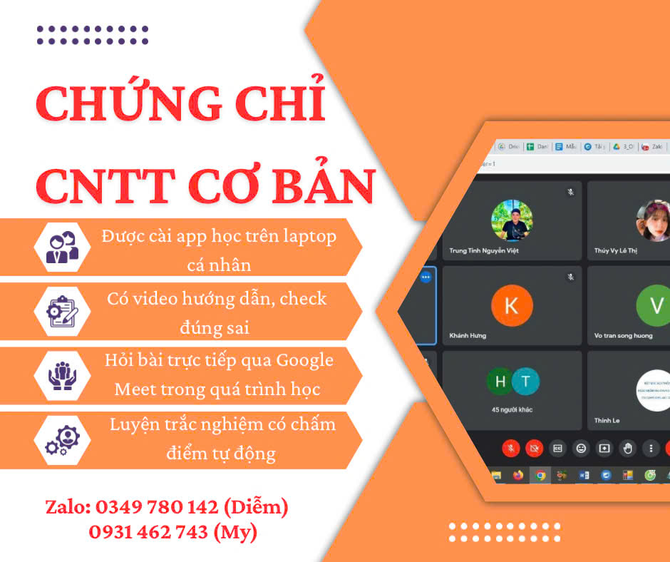 TUYỂN SINH KHÓA HỌC CÔNG NGHỆ THÔNG TIN CƠ BẢN